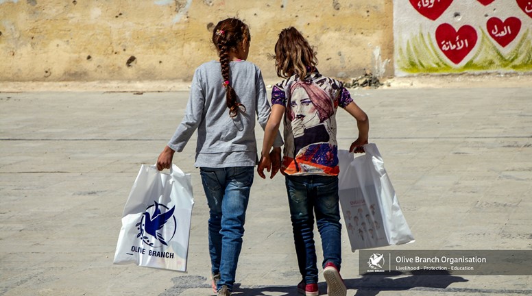 Distribution of school bags and books to three schools in northwestern Syria